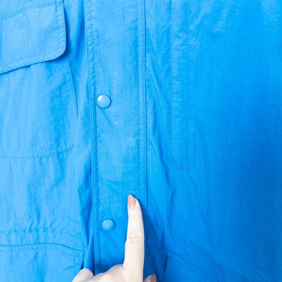 VTG Eddie Bauer Mens Jacket Size L Blue Hooded Raincoat Outdoor Gorpcore Utility - Picture 4 of 7